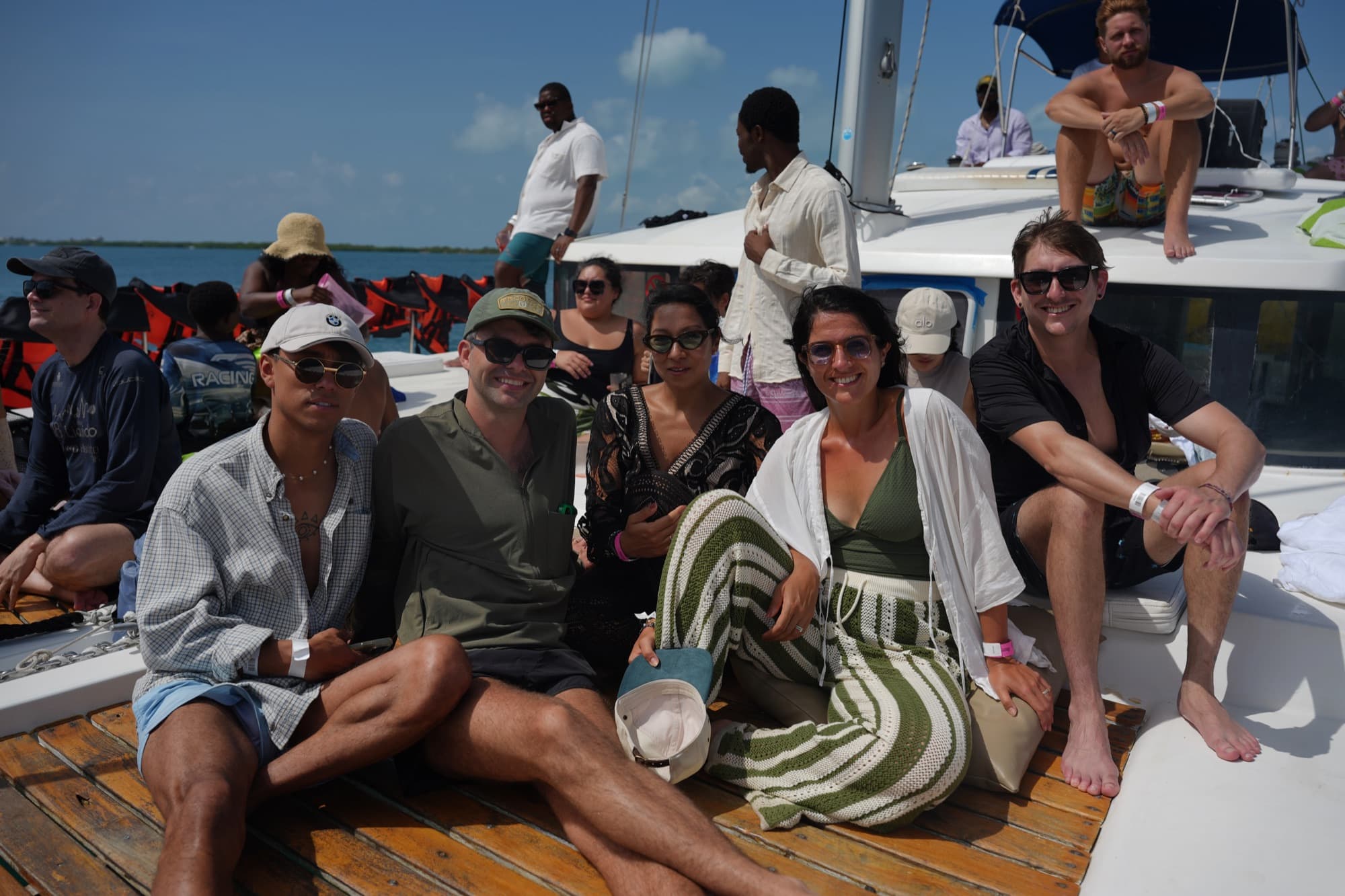 The team on the water during the offsite
